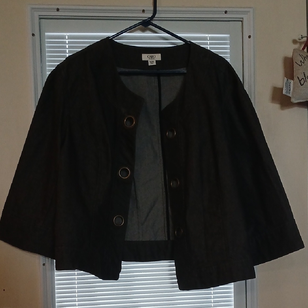Black Cropped Jacket with Button Accents